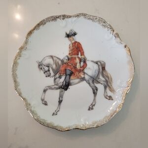 Porcelain Saucer Plate, Vintage, Equine Theme